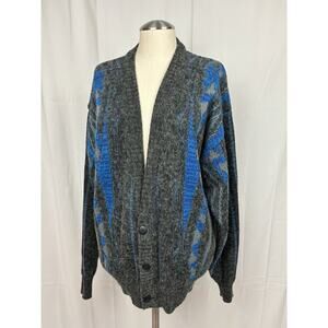 VTG W.R. GASS Abstract Textured Button Knit Cardigan Sweater Grandpa 80s Medium
